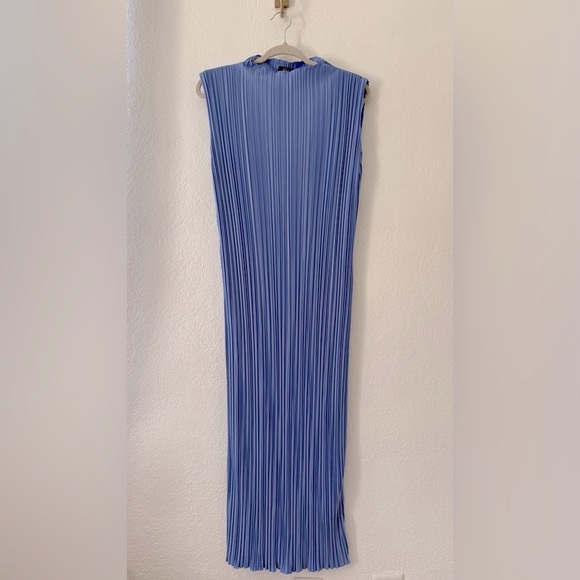 Rails Plisse Pleated Sleeveless Midi Dress in Jewel Blue Mock Neck size S - Picture 7 of 15